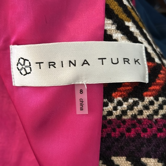 Trina Turk Kendell Striped Tweed fur collar Jacket - Picture 9 of 9